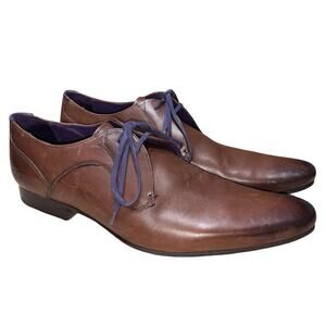 Ted Baker Martt 2 Brown Burnished Leather Derby Shoes    Size: US 11